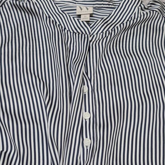 Worthington Womens Size 2X Blouse Lot Of 2 Navy VNeck Striped Mock Neck S/S New - Picture 14 of 15